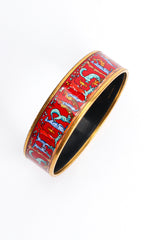 Vintage Hermés Animal Alphabet Wide Enamel Bracelet top print close @ Recess LA