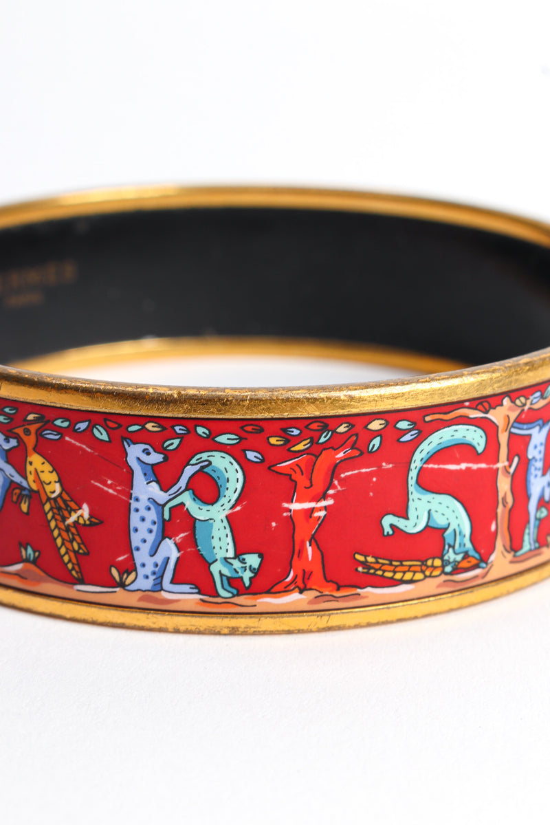 Vintage Hermés Animal Alphabet Wide Enamel Bracelet scratches close @ Recess LA