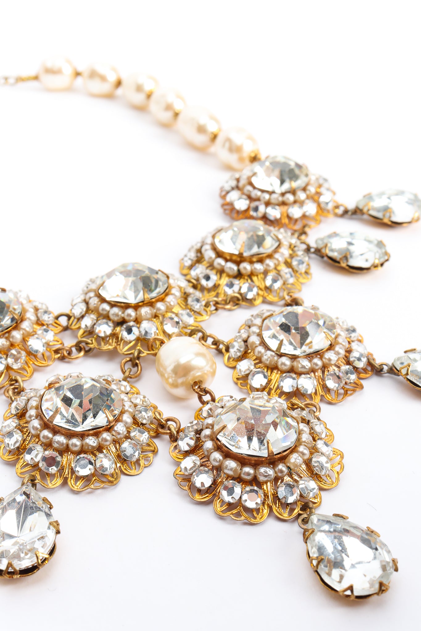Vintage Lawrence Vrba Baroque Pearl & Crystal Necklace close up @ Recess LA