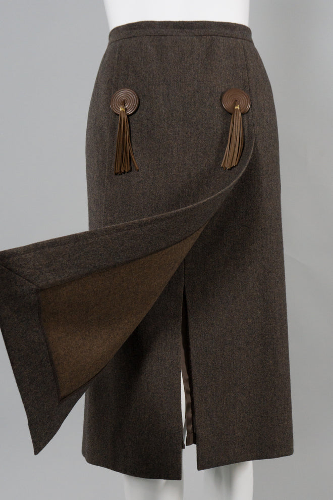 Gucci Leather Tassel Skirt