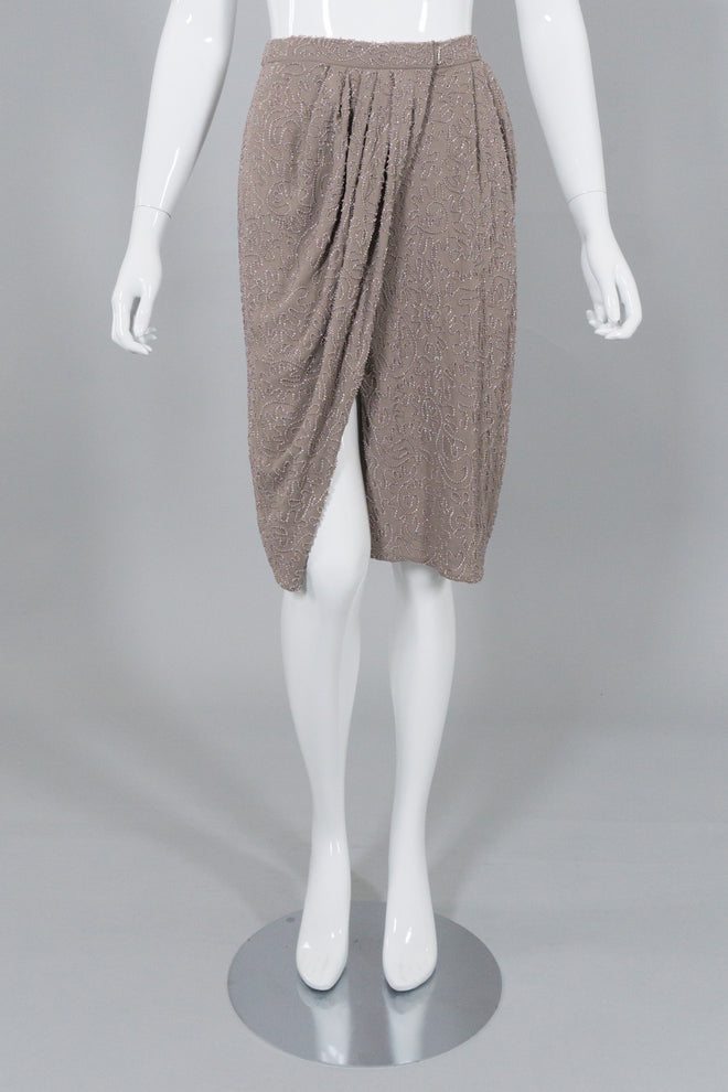 Anne Klein Vintage Beaded Silk Wrap Skirt