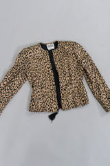 Bill Blass Vintage Metallic Lamé Leopard Tassel Jacket