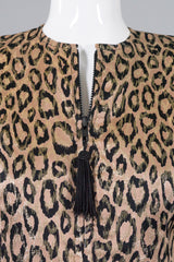 Bill Blass Vintage Metallic Lamé Leopard Tassel Jacket