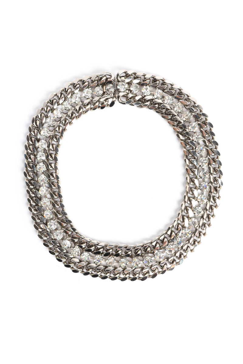 Vintage Rhinestone Link Collar Necklace flat front @ Recess Los Angeles