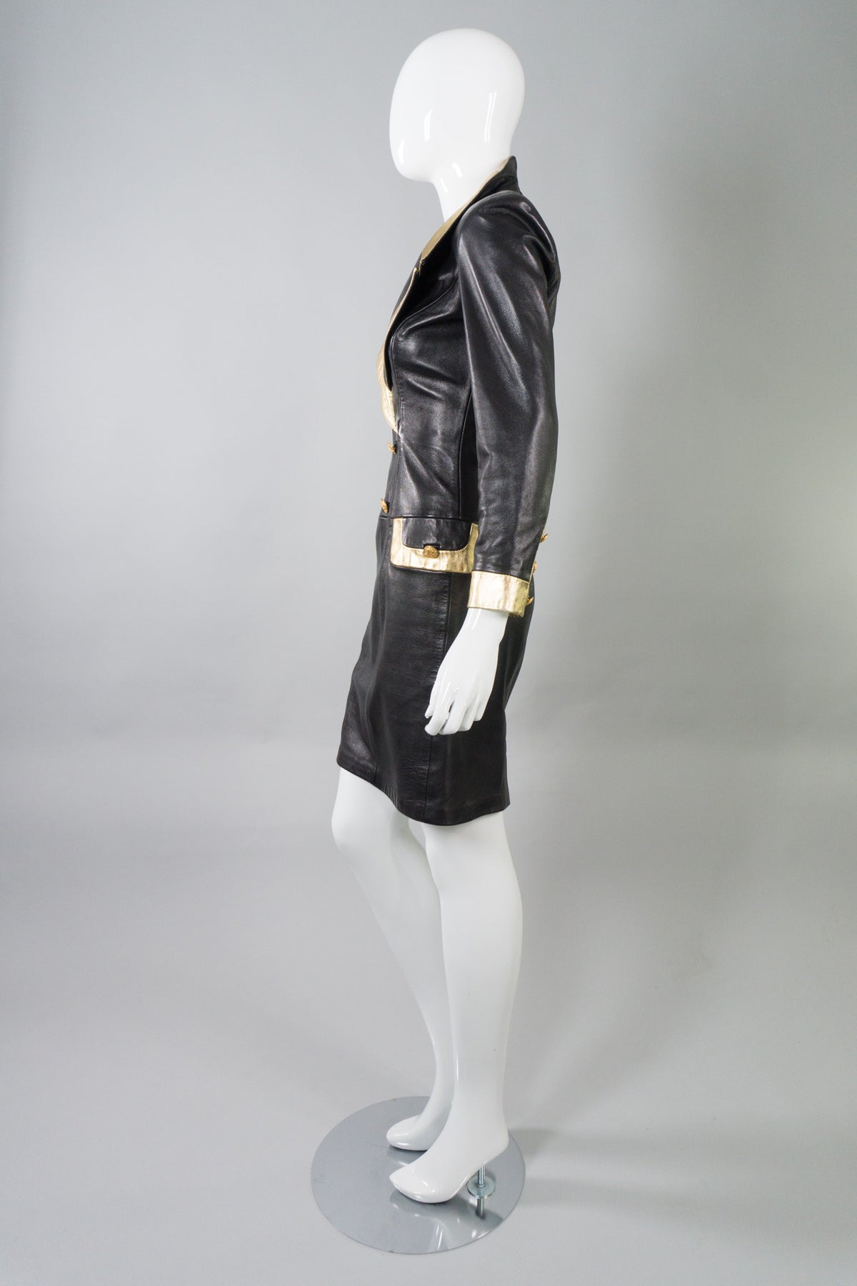 North Beach Leather by Michael Hoban Gold Tipped Leather Blazer Dress Recess North Beach Leather by Michael Hoban Gold Tipped Leather Blazer Dress Recess