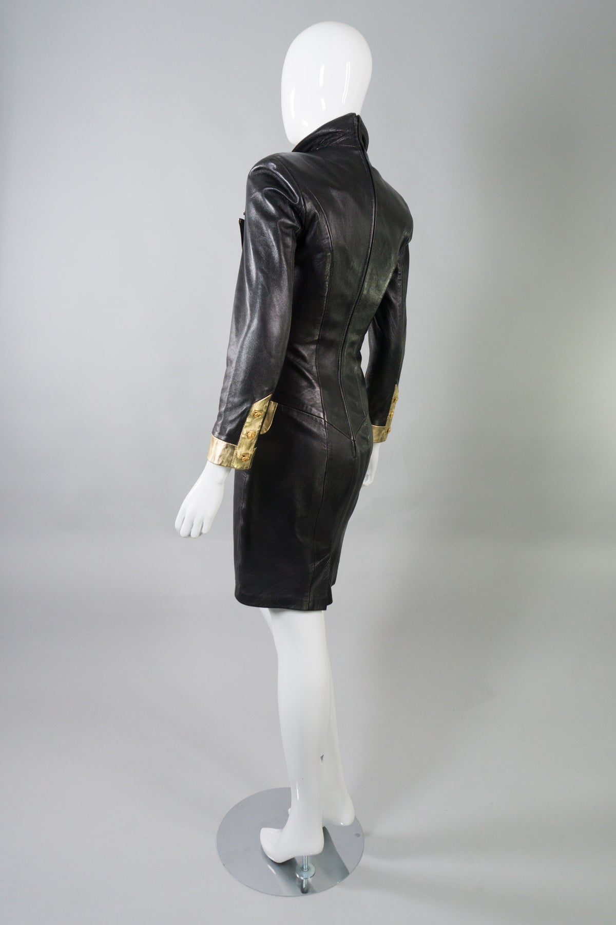 North Beach Leather by Michael Hoban Gold Tipped Leather Blazer Dress Recess North Beach Leather by Michael Hoban Gold Tipped Leather Blazer Dress Recess