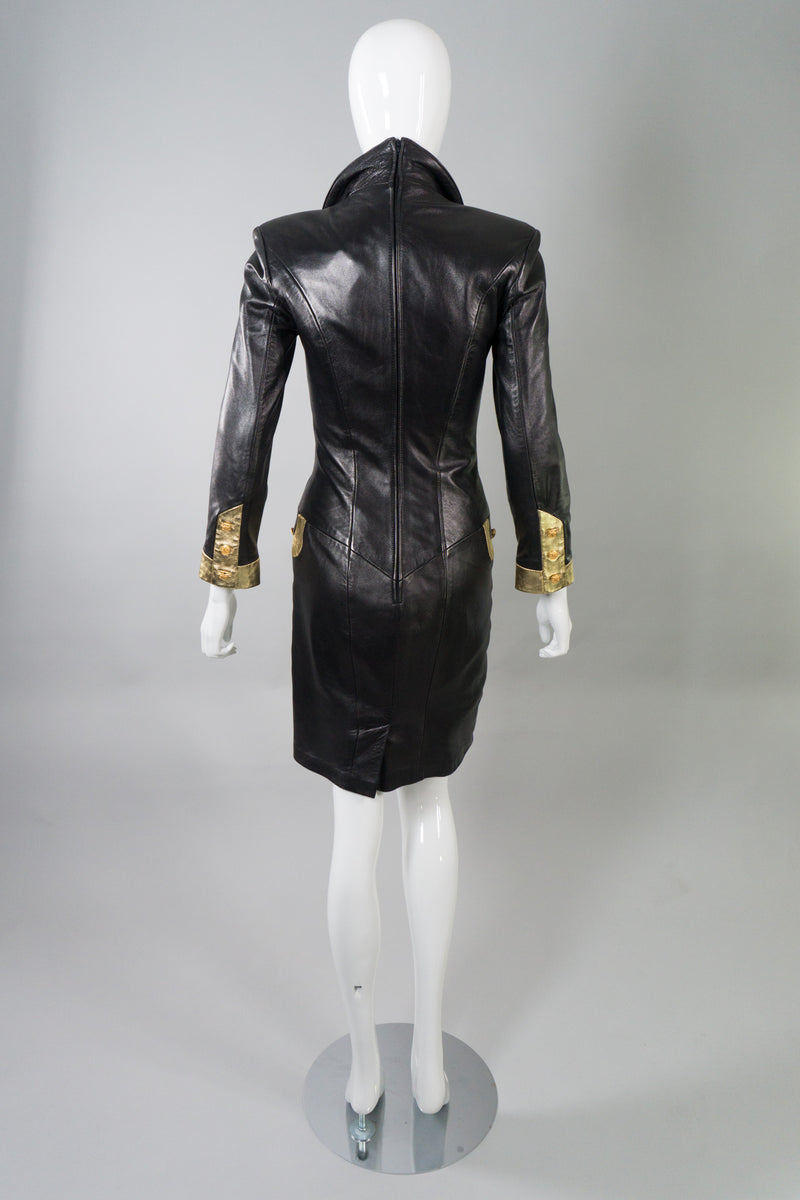 North Beach Leather by Michael Hoban Gold Tipped Leather Blazer Dress Recess North Beach Leather by Michael Hoban Gold Tipped Leather Blazer Dress Recess