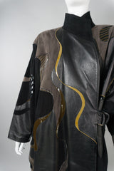 Grunstein Couture Finland Vintage Leather Patchwork Wrap Coat