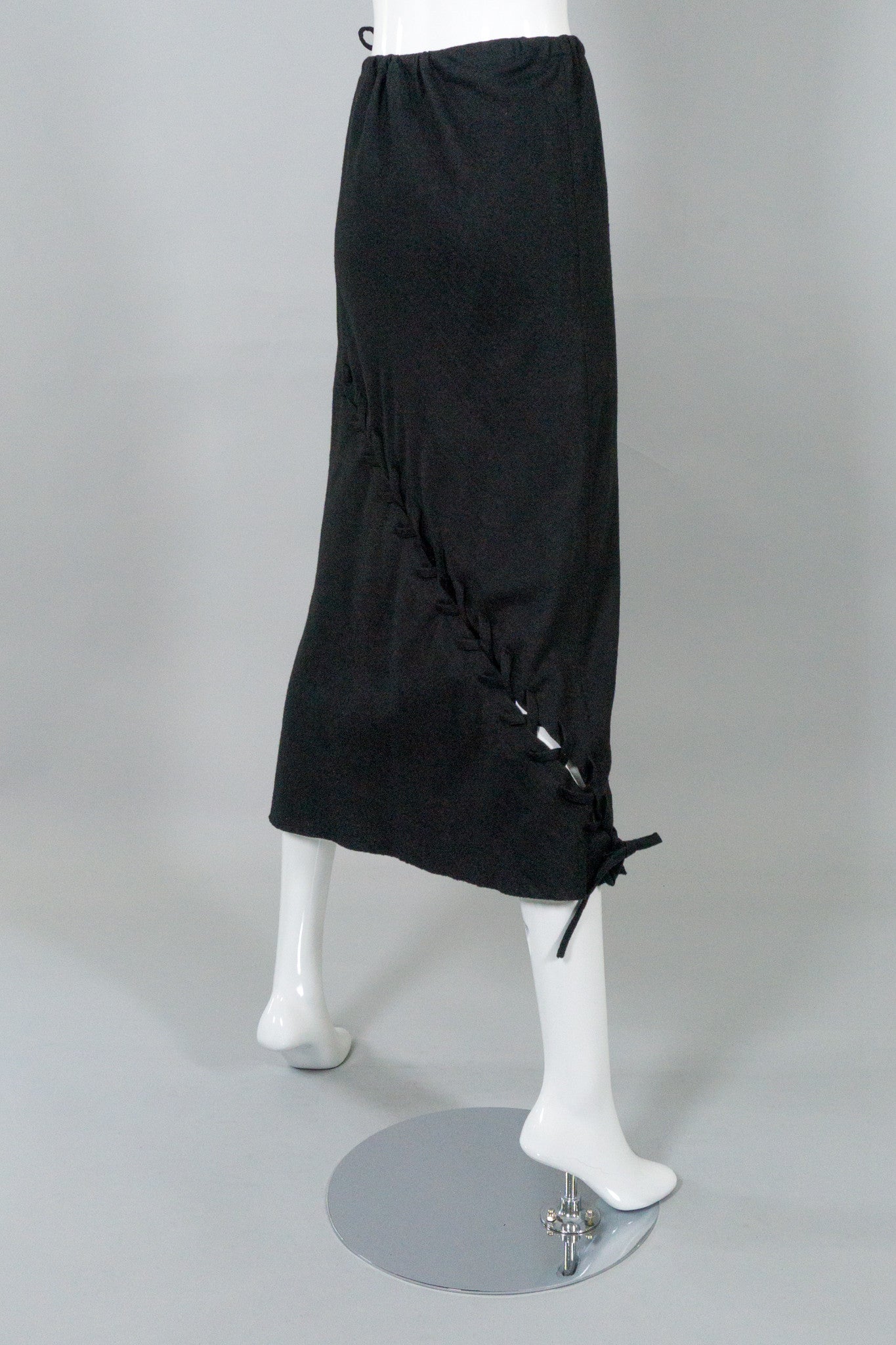 Ann Demeulemeester Vintage Wool Bias Cut Lace-Up Skirt