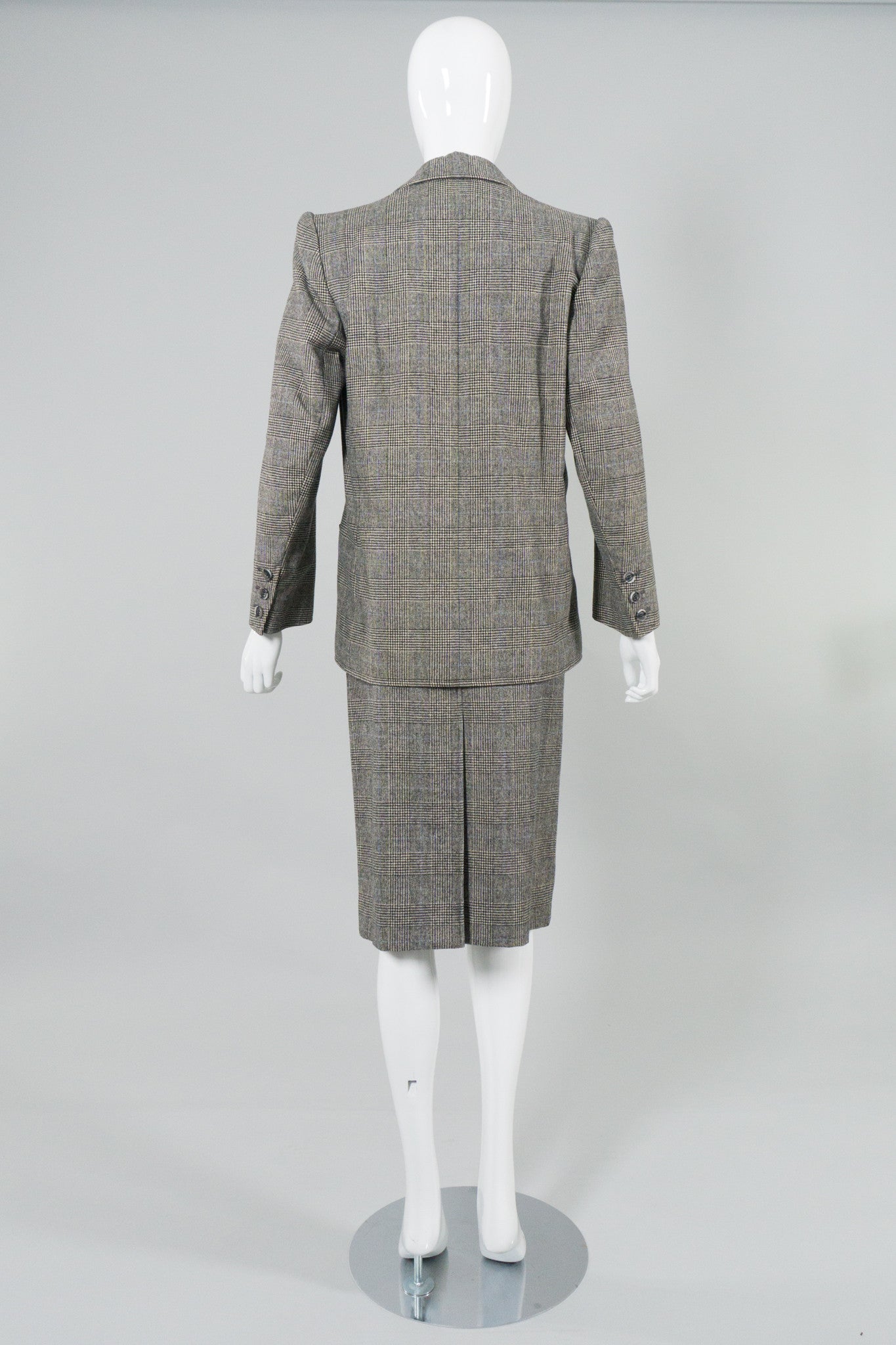 Saint Laurent Rive Gauche Glen Plaid Jacket & Skirt Set