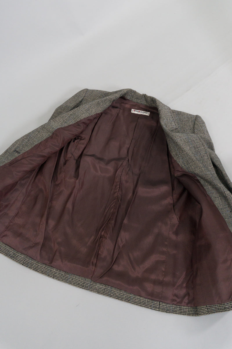 Saint Laurent Rive Gauche Glen Plaid Jacket & Skirt Set