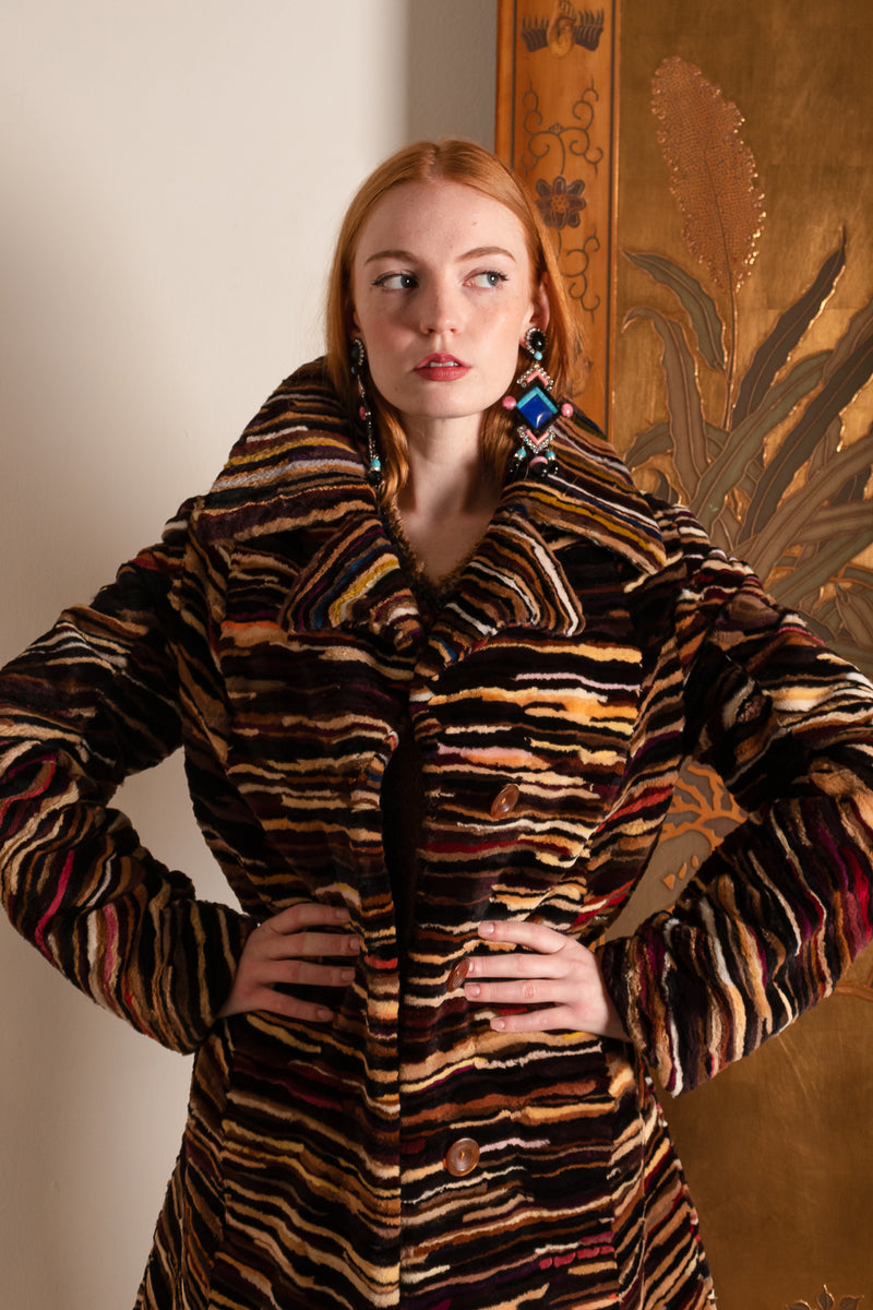 Vintage Louis Féraud Rainbow Striae Stripe Fur Coat – Recess