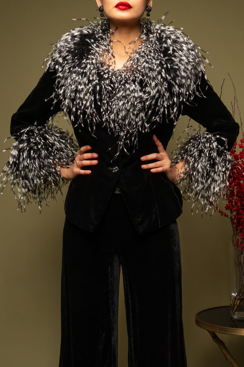 Vintage Bob Mackie Velvet Ostrich Feather Jacket – Recess