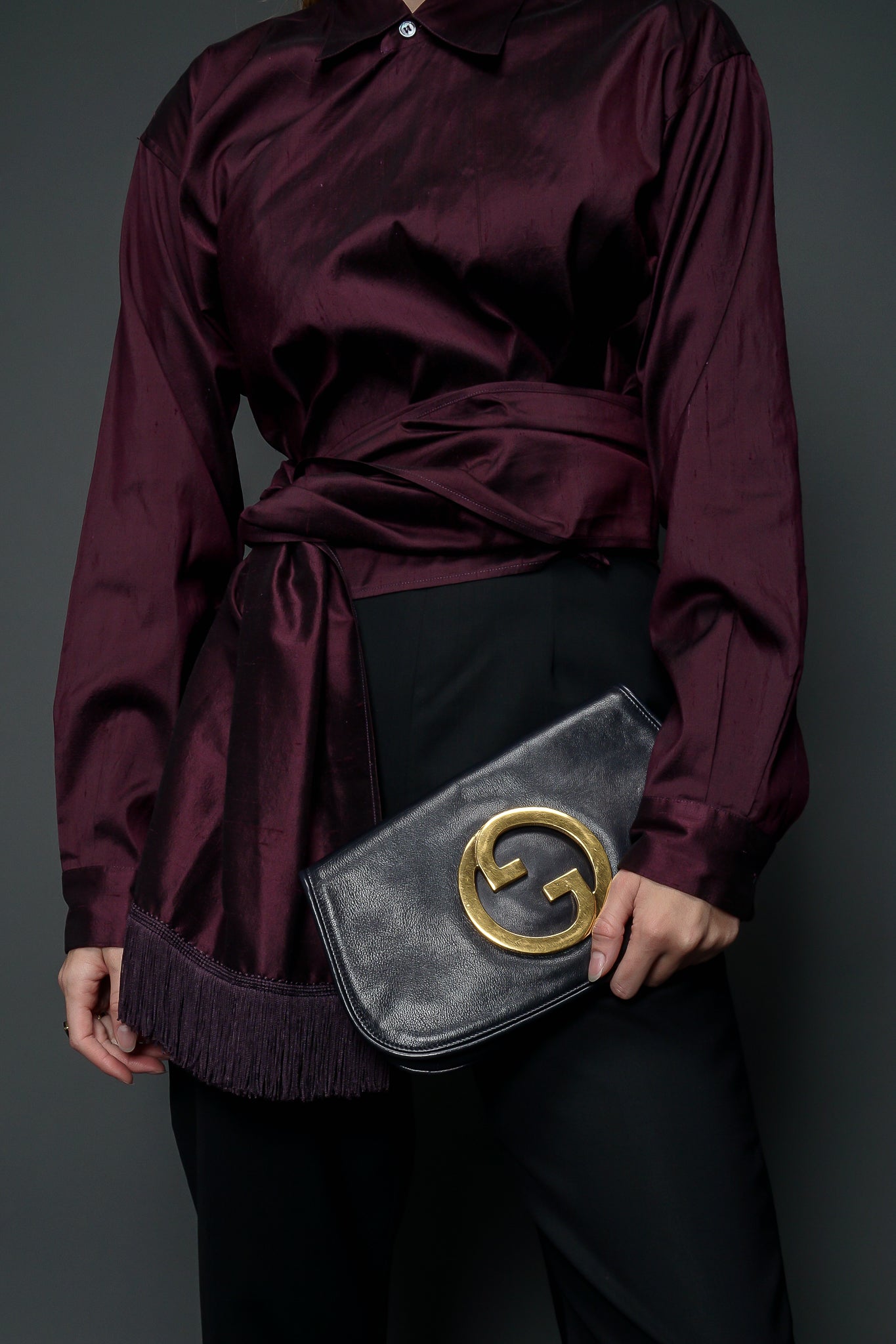 Vintage Gucci Blondie GG Medallion Cutout Clutch with callaghan top at Recess Los Angeles