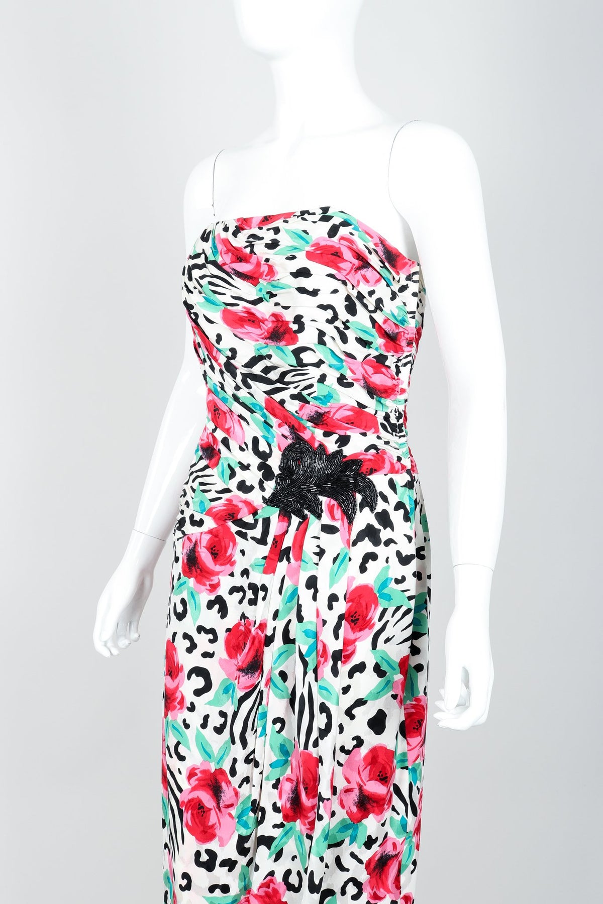 Vintage A.J. Bari Floral Print Ruched Cocktail Dress at Recess Los Angeles