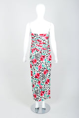 Vintage A.J. Bari Floral Print Ruched Cocktail Dress Back at Recess