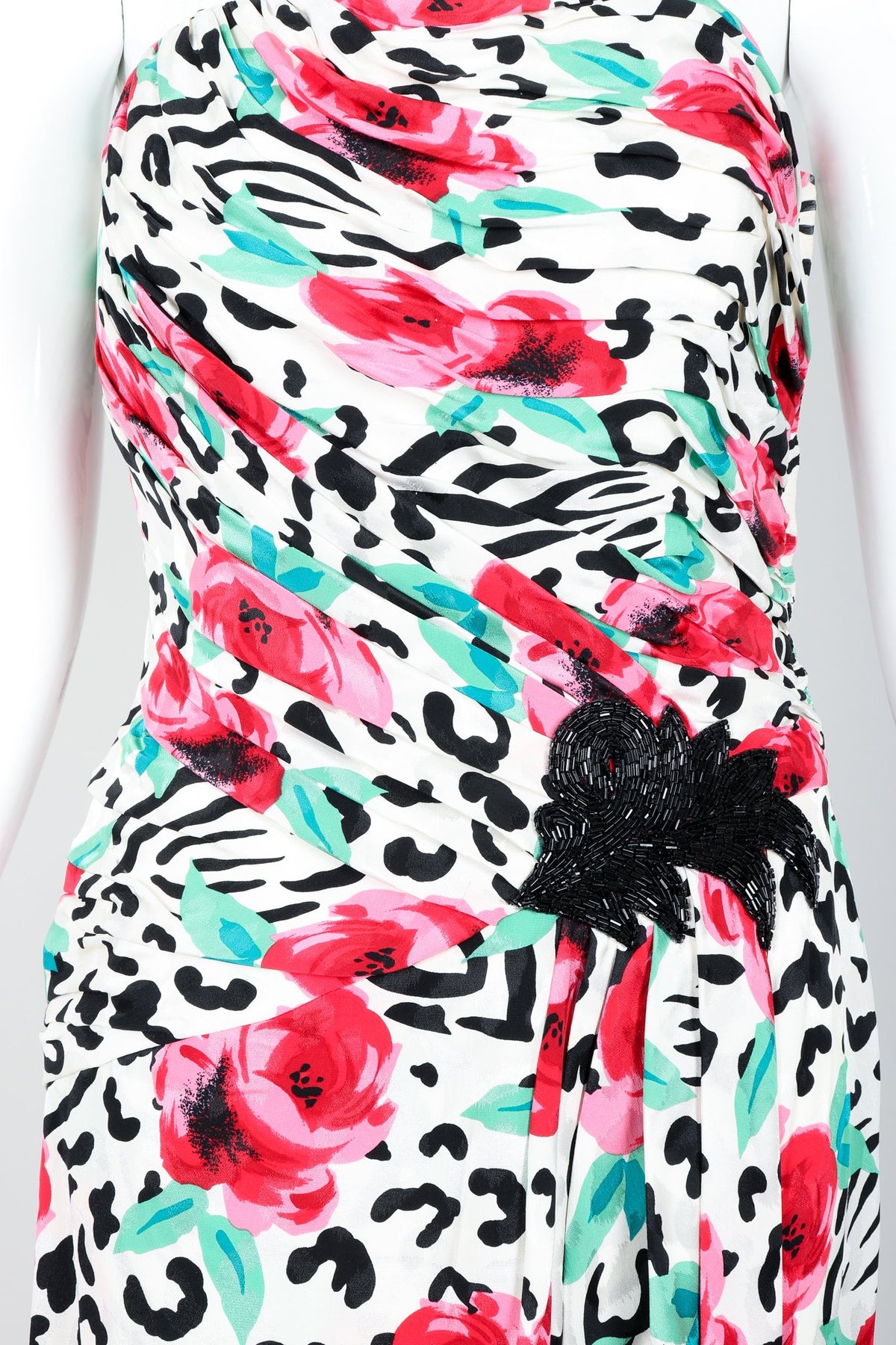 Vintage A.J. Bari Floral Print Ruched Cocktail Dress at Recess Los Angeles
