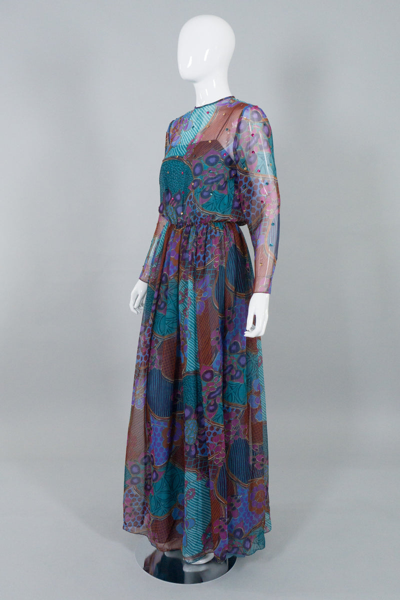 aj bari sequin dress Vintage A.J. Bari Cache Silk Beaded Sequins Art Deco Flapper Silk Dress Size 4