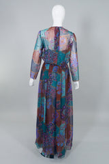 AJ Bari Vintage Sequin Sheer Floral Chiffon Dress