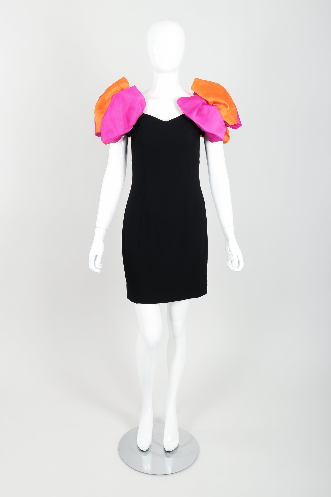 Vintage AJ Bari Tropical Puff Shoulder Dress on Mannequin front at Recess Los Angeles