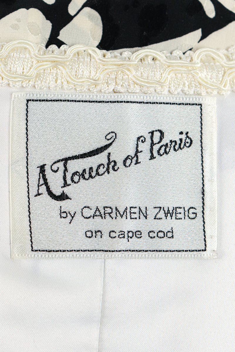 Vintage Touch of Paris by Carmen Zweig Silk Floral Bow Cape label at Recess Los Angeles