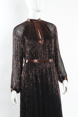 Vintage Abby Fredelle Glass Bead Silk Tunic Dress mannequin front close with belt @ Recess LA