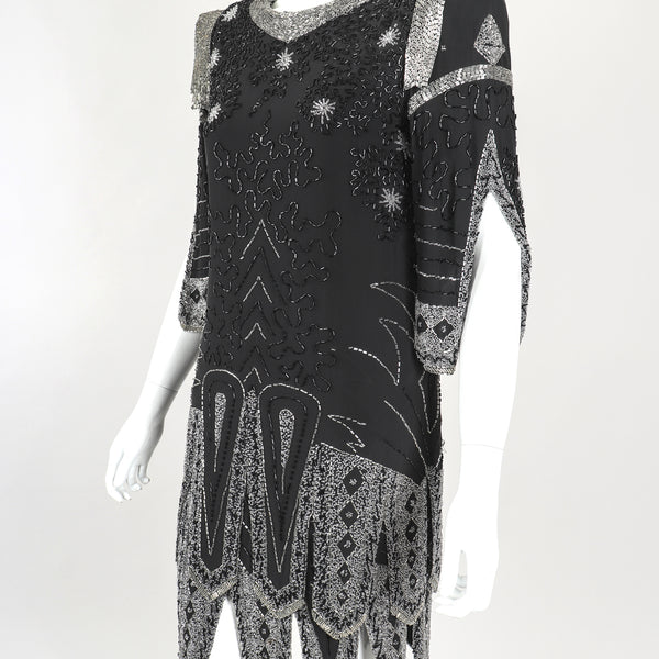 White beaded flapper dress hot sale
