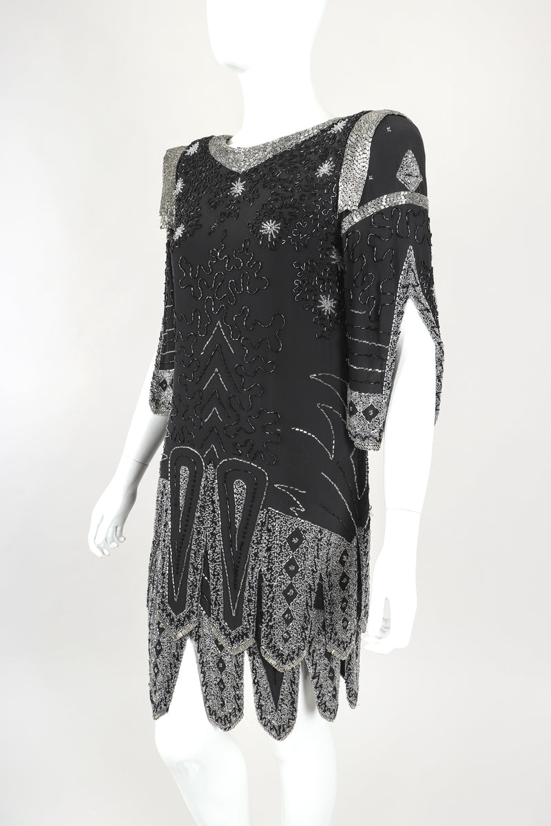 Vintage Abby Fredelle Deco Beaded Flapper Plunge Back Pointed Hem Carwash Dress Recess Vintage Abby Fredelle Deco Beaded Flapper Plunge Back Pointed Hem Carwash Dress Recess