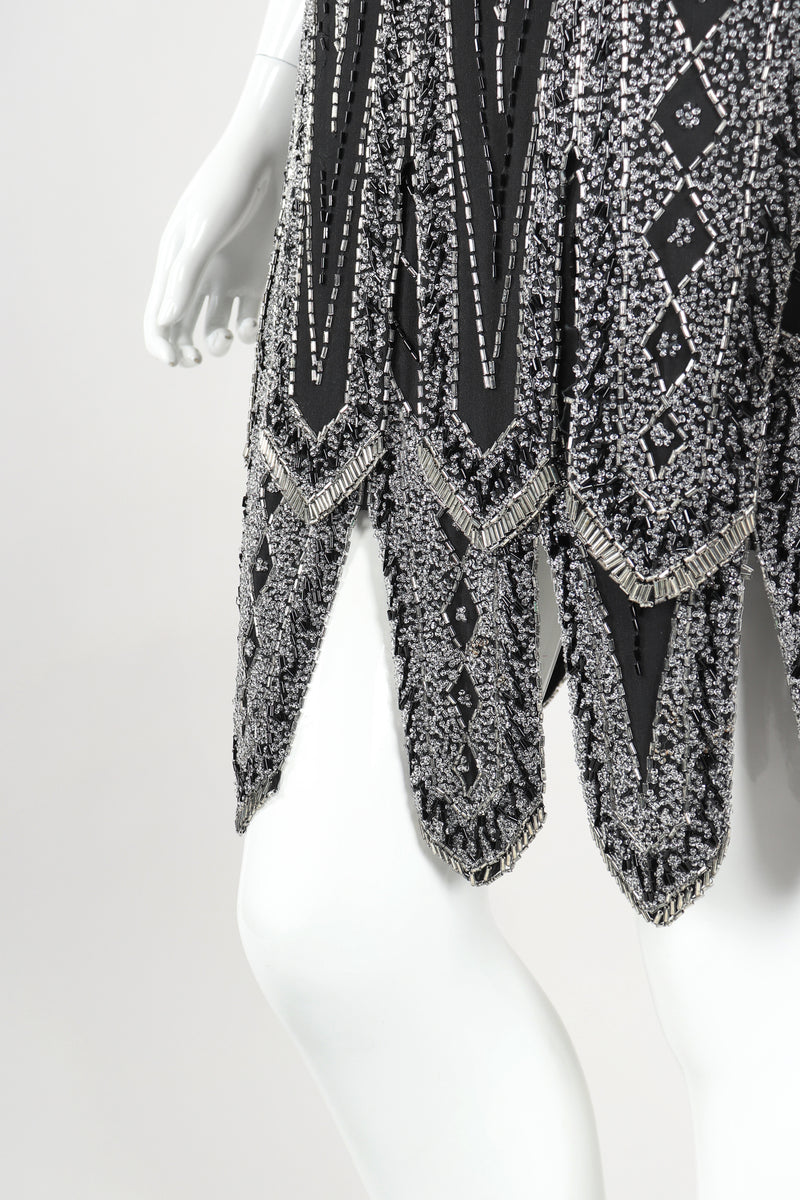 Recess Designer Consignment Vintage Abby Fredelle Deco Beaded Flapper Plunge Back Pointed Hem Carwash Dress Los Angeles Resale