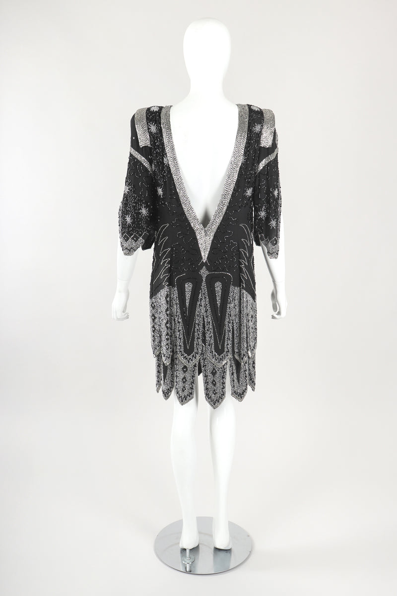 Vintage Abby Fredelle Deco Beaded Flapper Plunge Back Pointed Hem Carwash Dress Recess Vintage Abby Fredelle Deco Beaded Flapper Plunge Back Pointed Hem Carwash Dress Recess