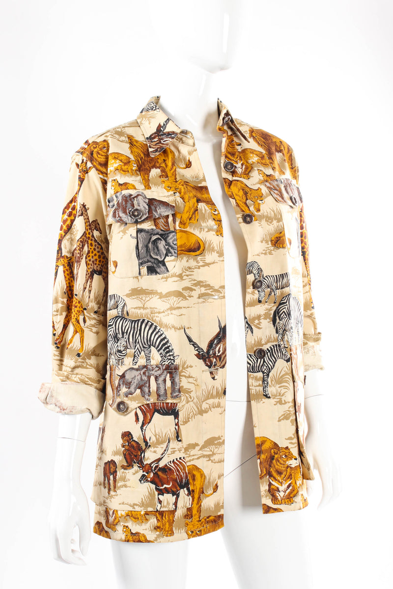 Vintage Wilderness Safari Animal Print Jacket mannequin side open buttons detail @ Recess LA 