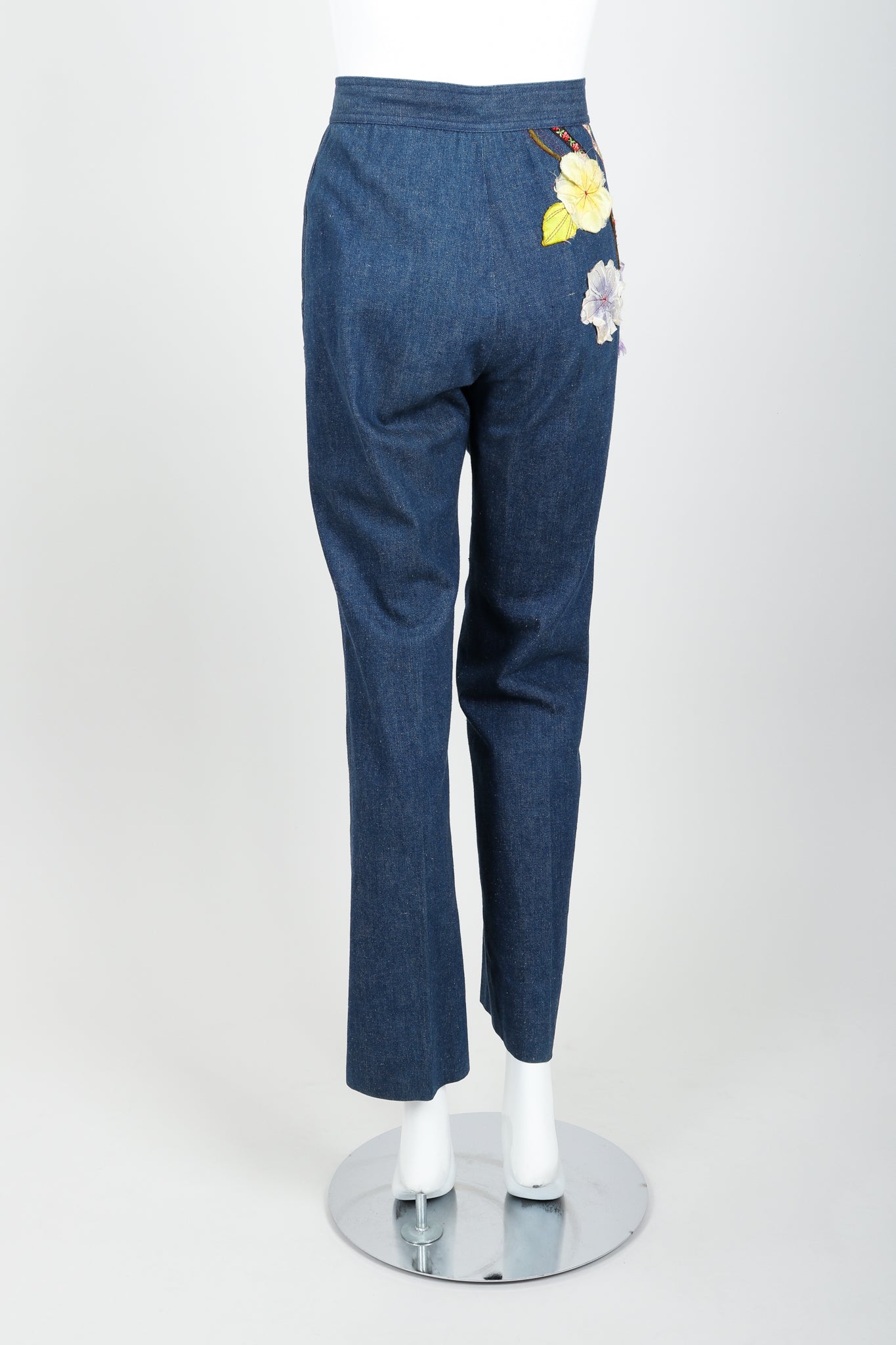 Vintage Above The Crowd Flower Power Denim Jacket & Pant Set Pant Back at Recess LA