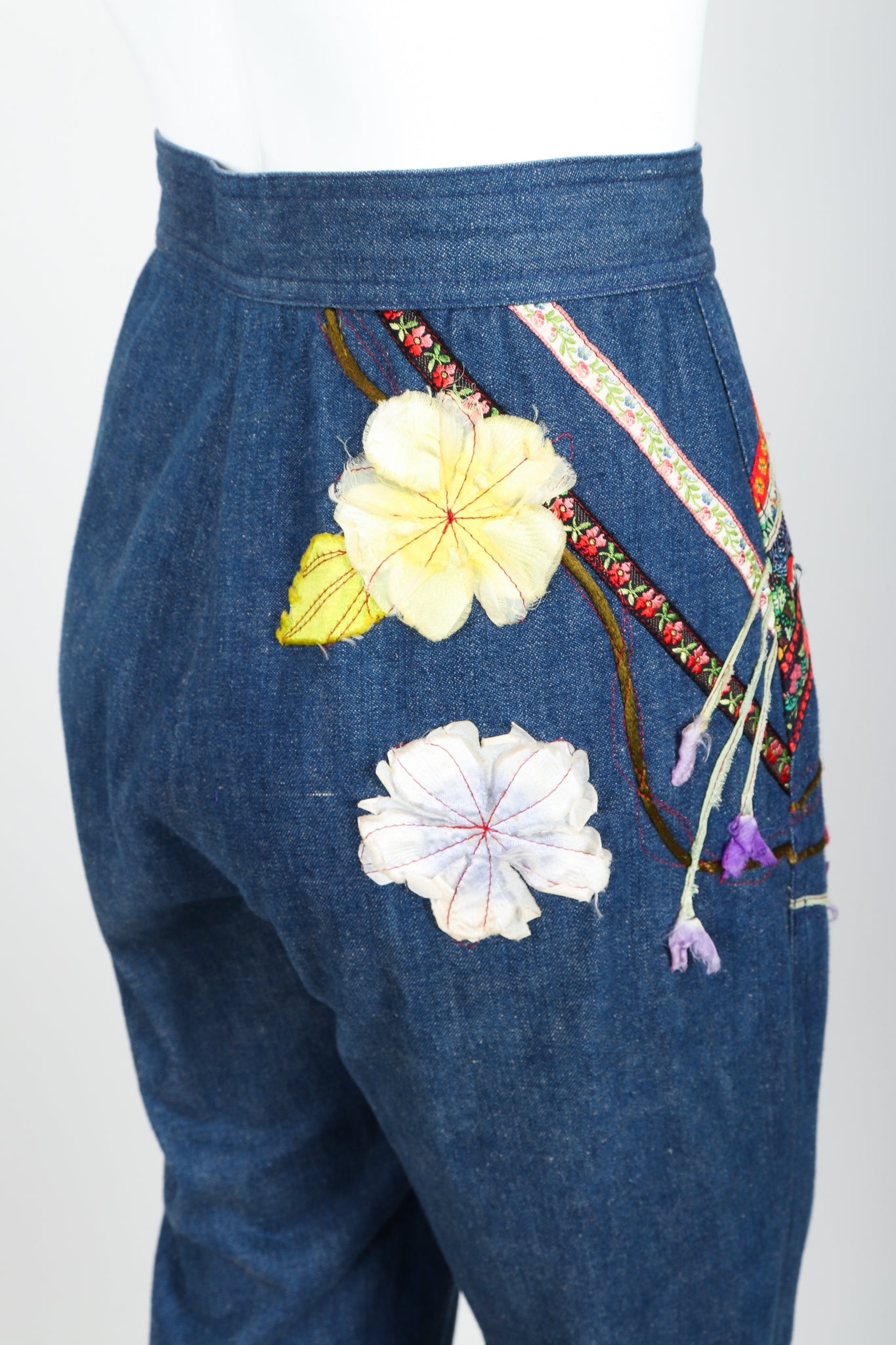 Vintage Above The Crowd Flower Power Denim Jacket & Pant Set Pant Rear at Recess LA