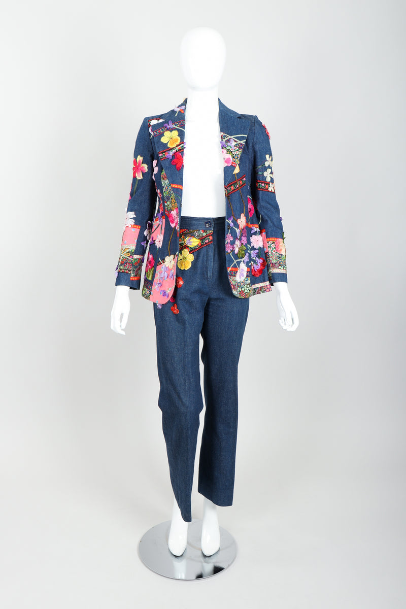 Vintage Above The Crowd Flower Power Denim Jacket & Pant Set Front at Recess LA