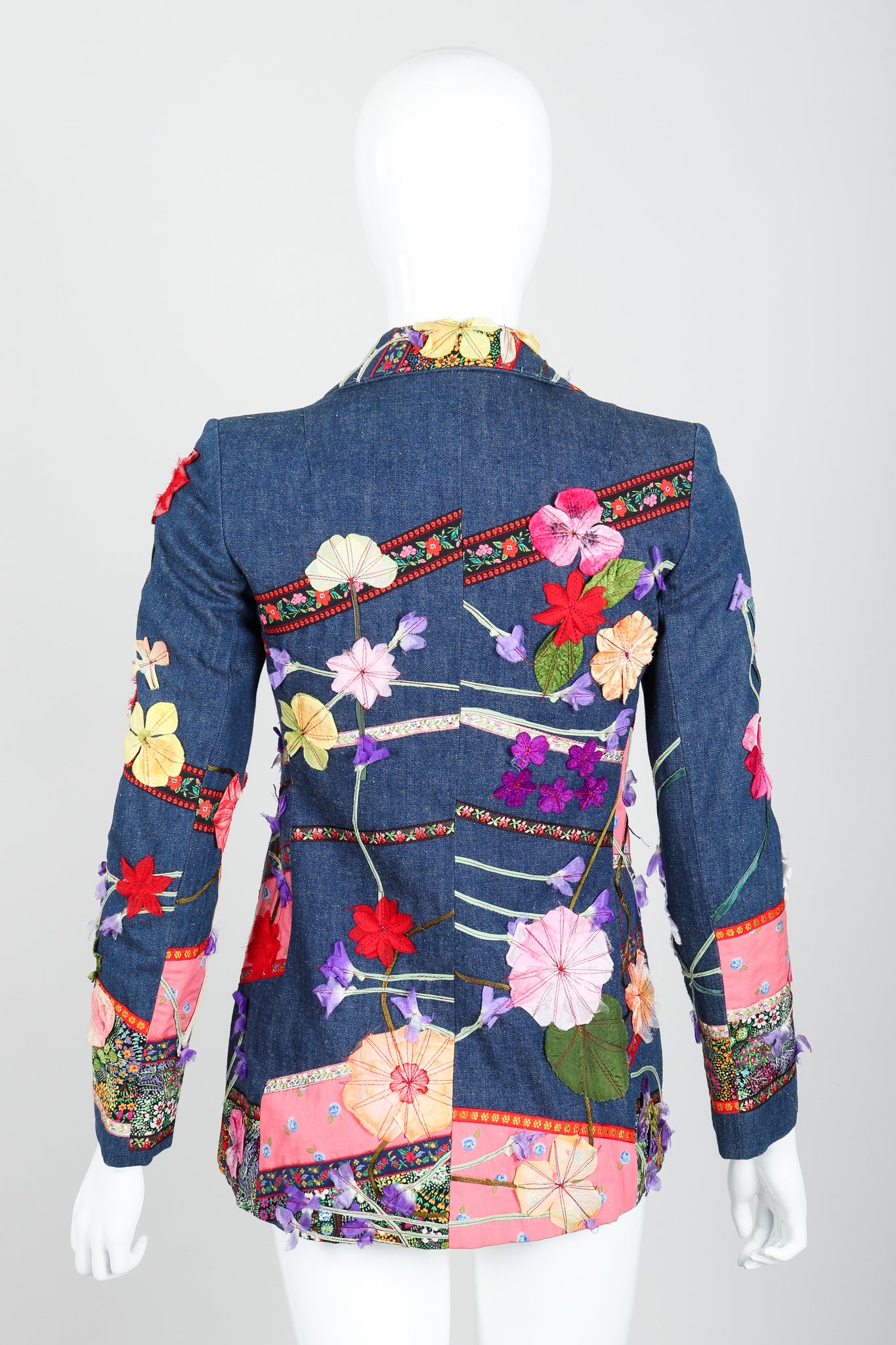 Vintage Above The Crowd Flower Power Denim Jacket & Pant Set Back Jacket at Recess LA