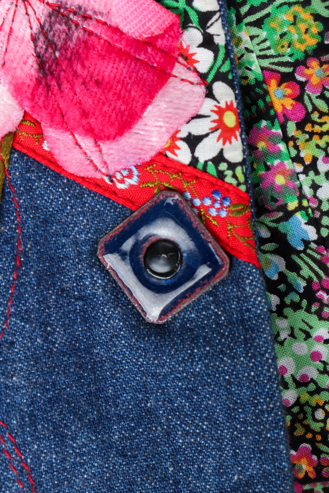 Vintage Above The Crowd Flower Power Denim Jacket & Pant Set Jacket Button at Recess LA