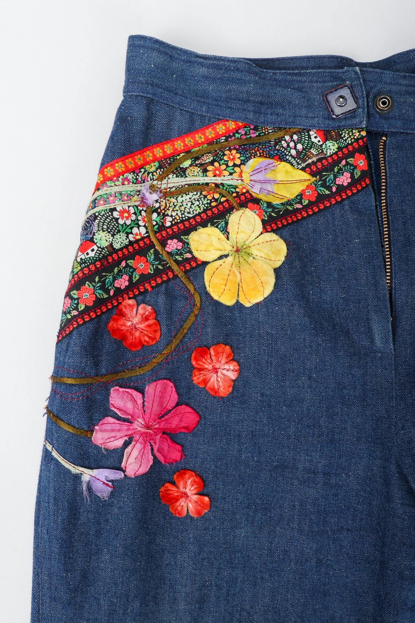 Vintage Above The Crowd Flower Power Denim Jacket & Pant Set Pant at Recess LA
