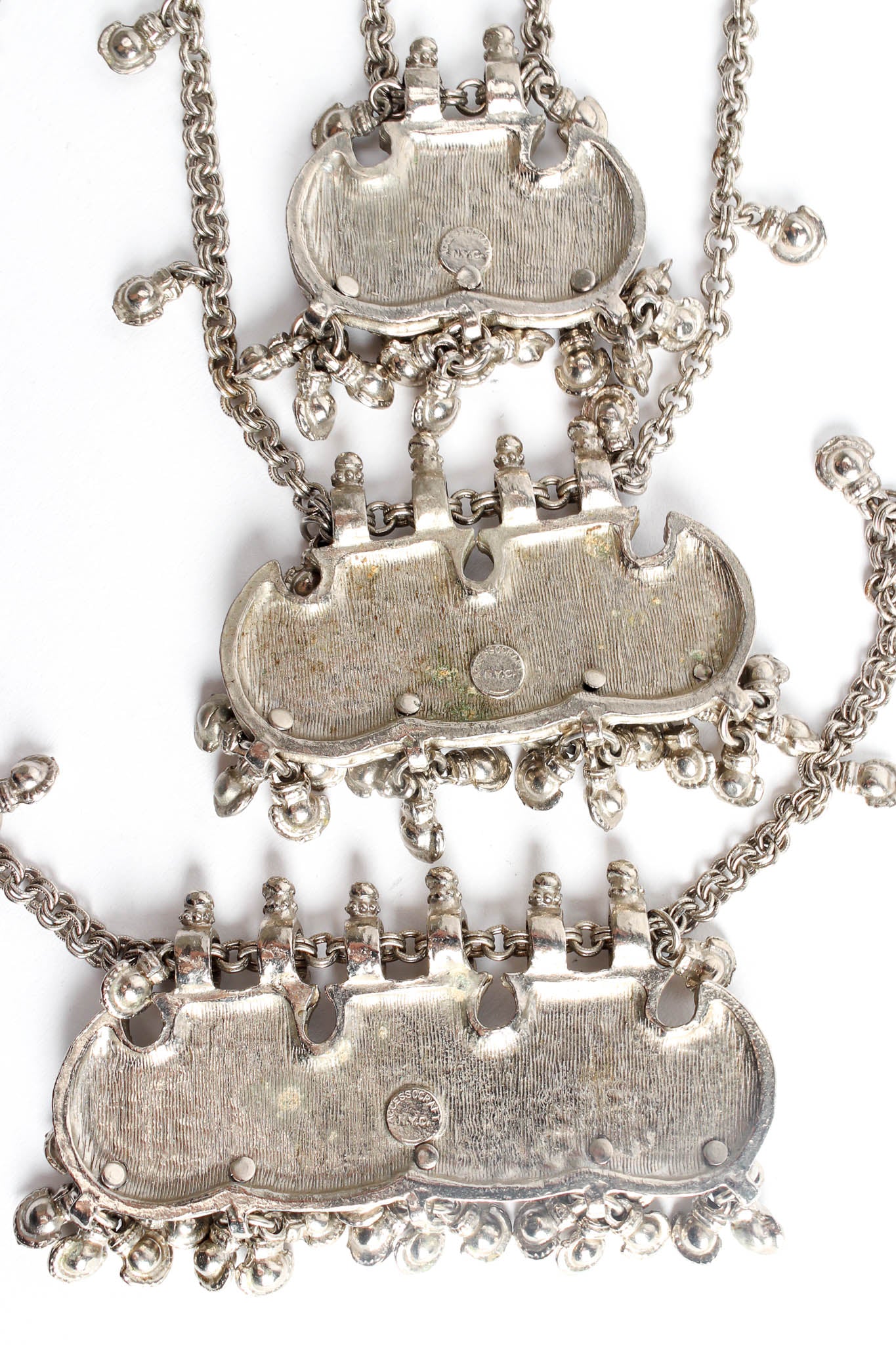 Vintage Accessocraft Triple Plate Goat Pendant Necklace reverse @ Recess Los Angeles