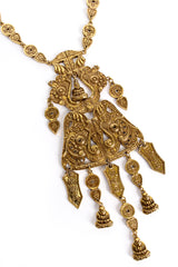 Vintage Accessocraft Chinese Buddha Scroll Plate Pendant Charm Necklace detail @ Recess LA