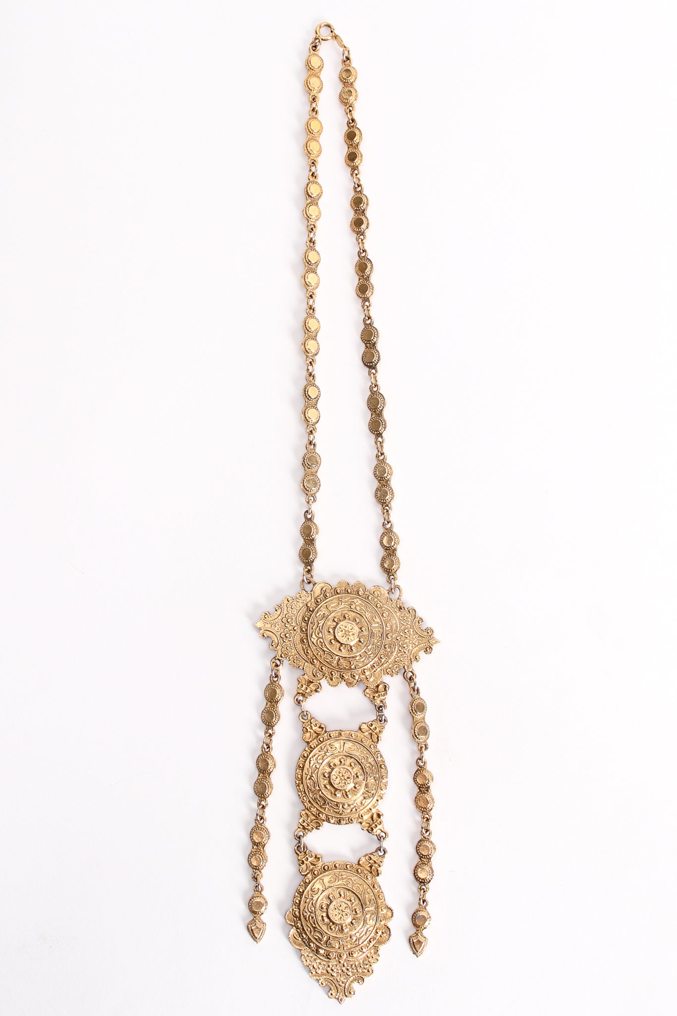 Vintage Accessocraft Triple Medallion Plate Pendant Necklace at Recess Los Angeles