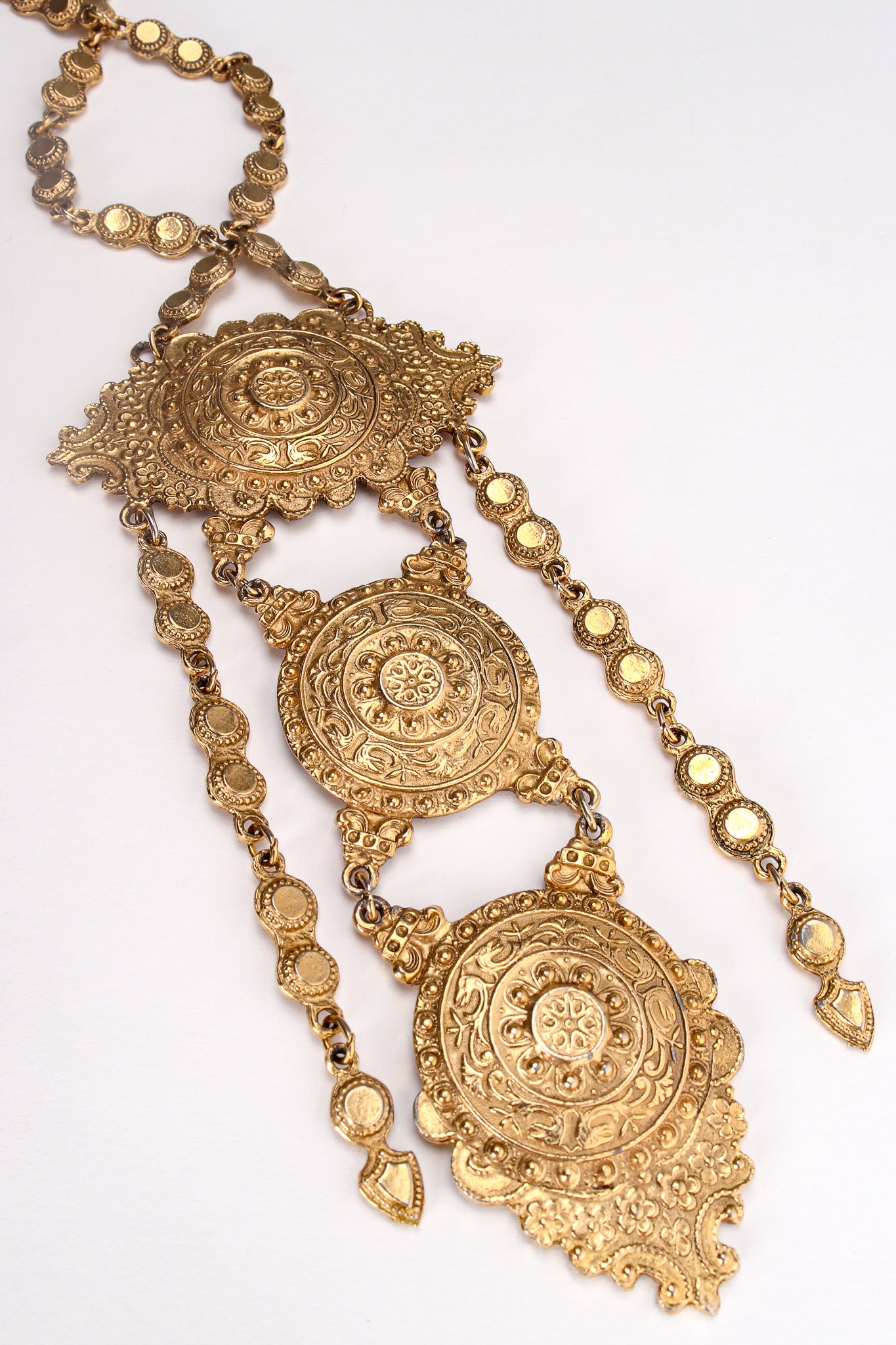 Vintage Accessocraft Triple Medallion Plate Pendant Necklace at Recess Los Angeles