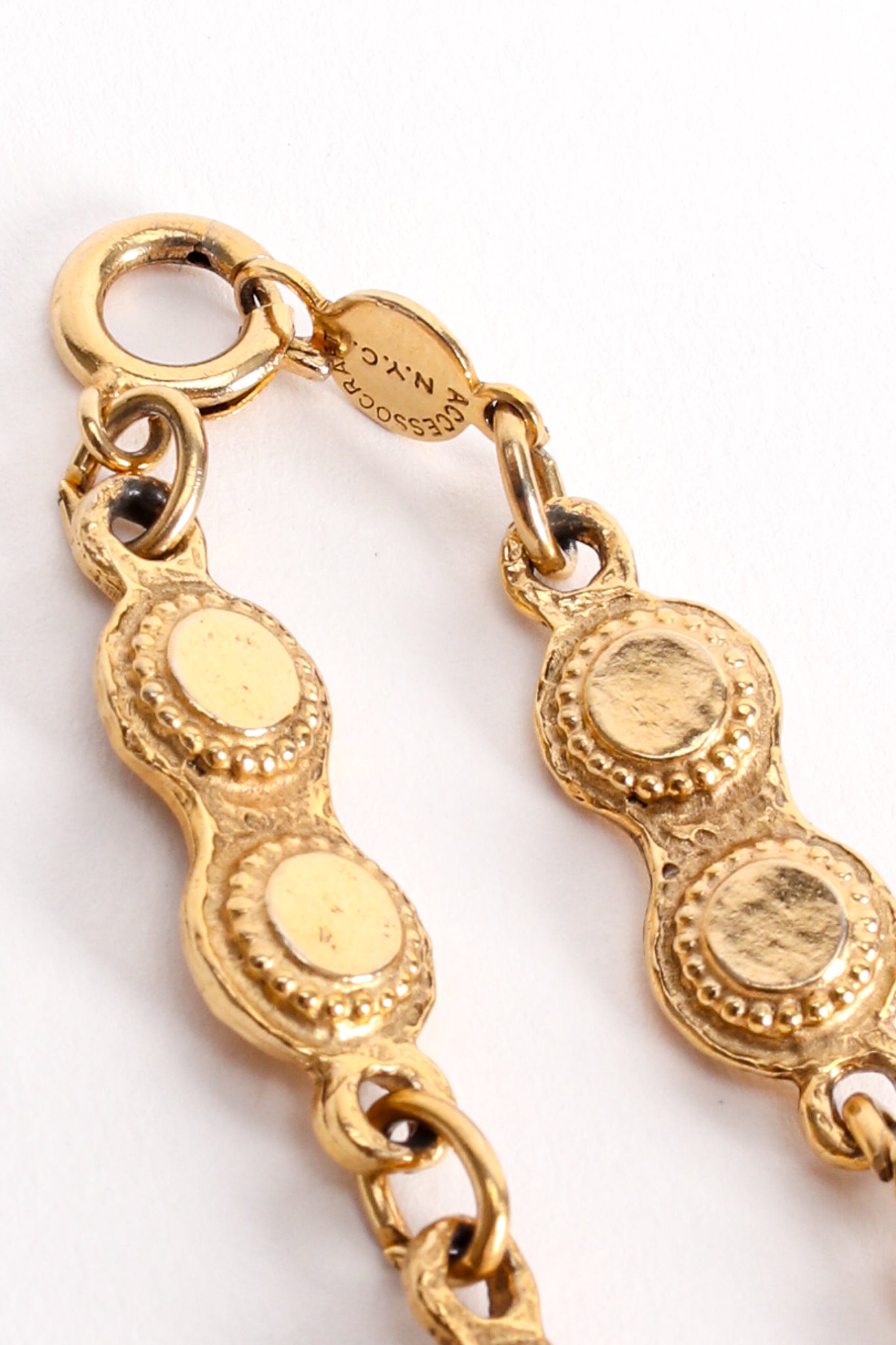 Vintage Accessocraft Triple Medallion Plate Pendant Necklace charm  at Recess Los Angeles