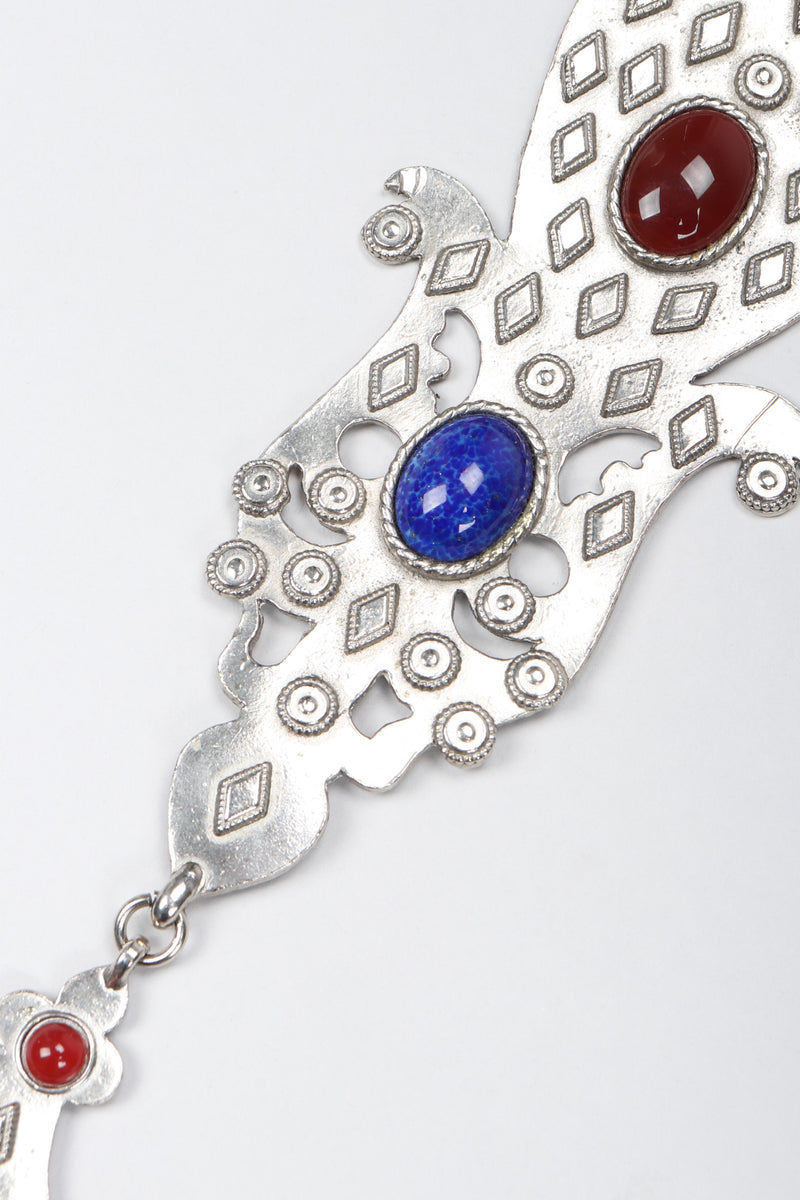 Vintage Accessocraft Antiqued Silver Byzantine Bib Choker Necklace detail at Recess LA