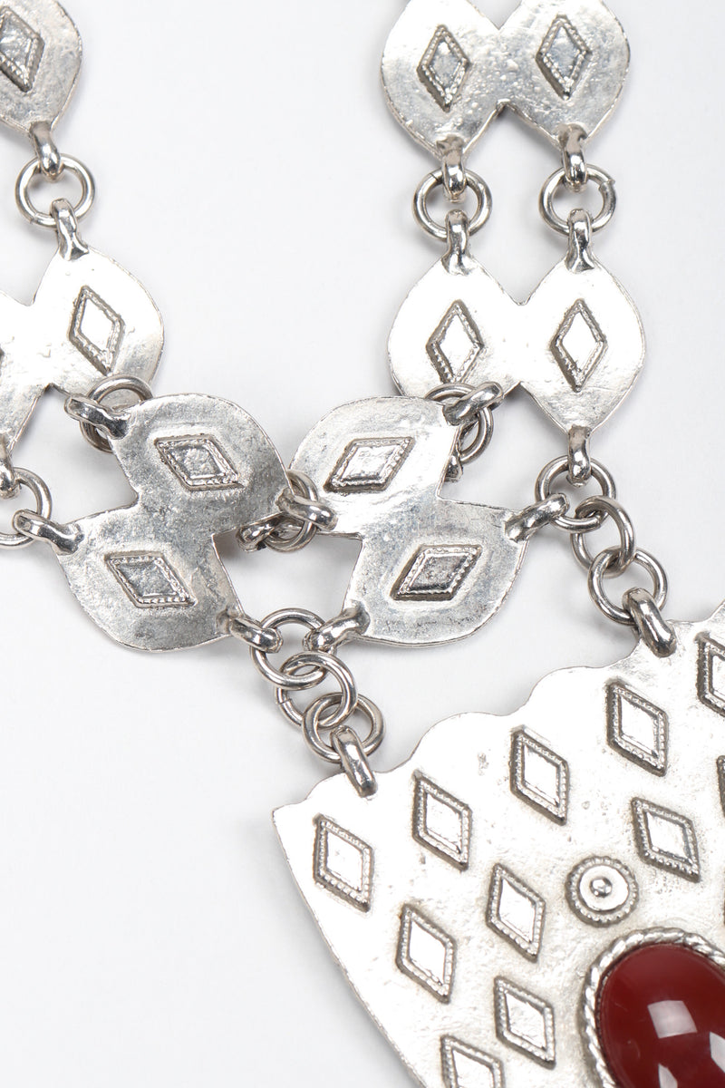 Vintage Accessocraft Antiqued Silver Byzantine Bib Choker Necklace detail at Recess LA