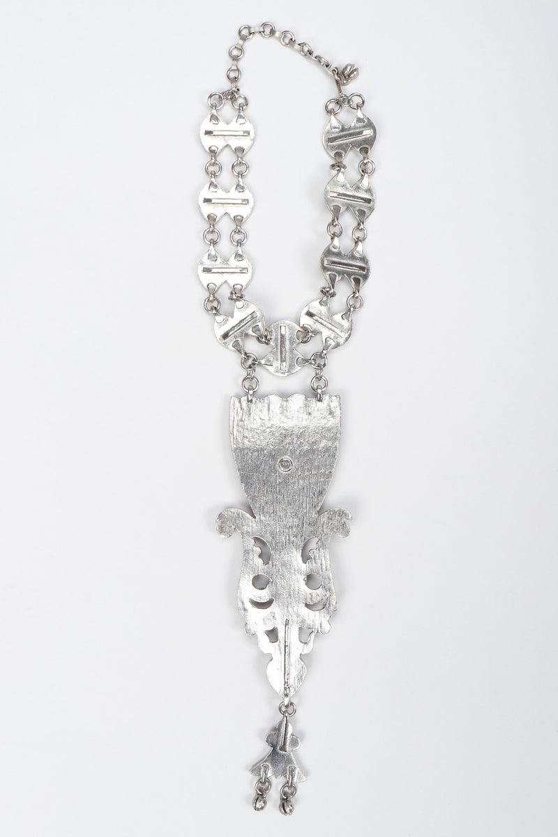 Vintage Accessocraft Antiqued Silver Byzantine Bib Choker Necklace backside at Recess LA