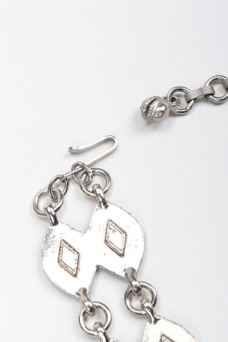 Vintage Accessocraft Antiqued Silver Byzantine Bib Choker Necklace clasp at Recess LA