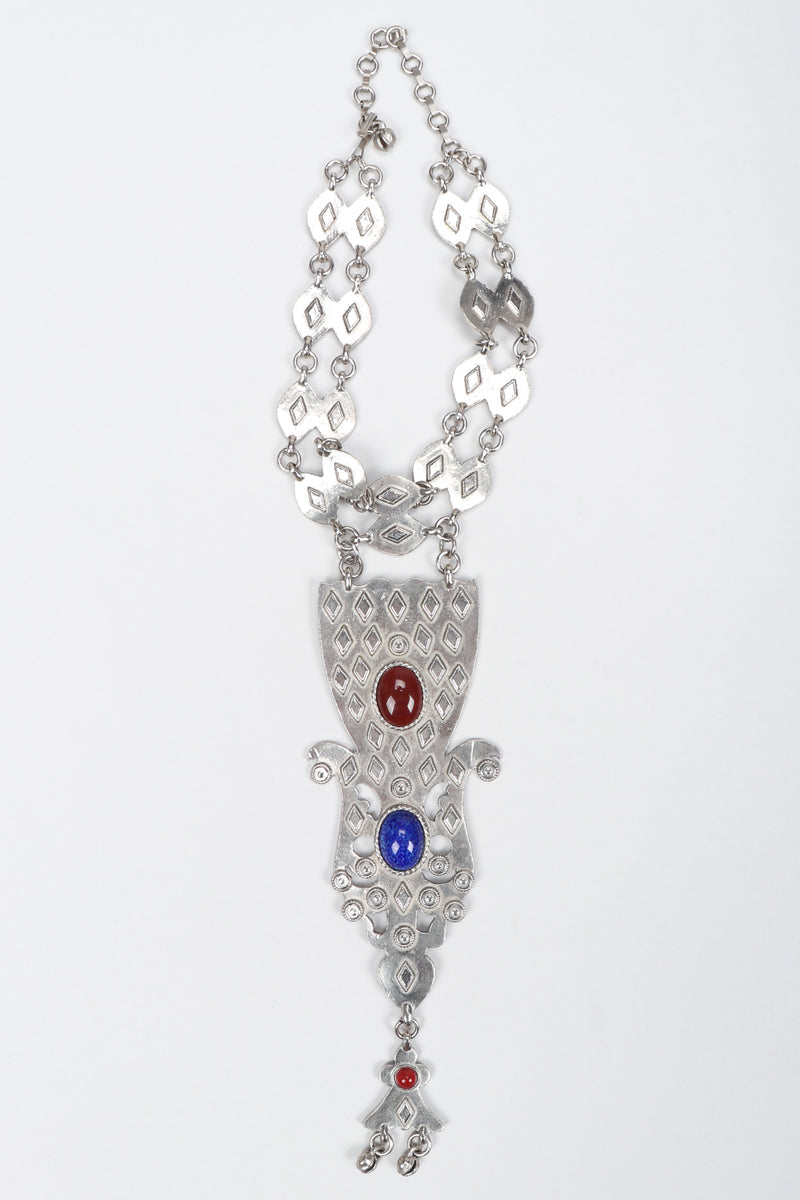 Vintage Accessocraft Antiqued Silver Byzantine Bib Choker Necklace at Recess LA