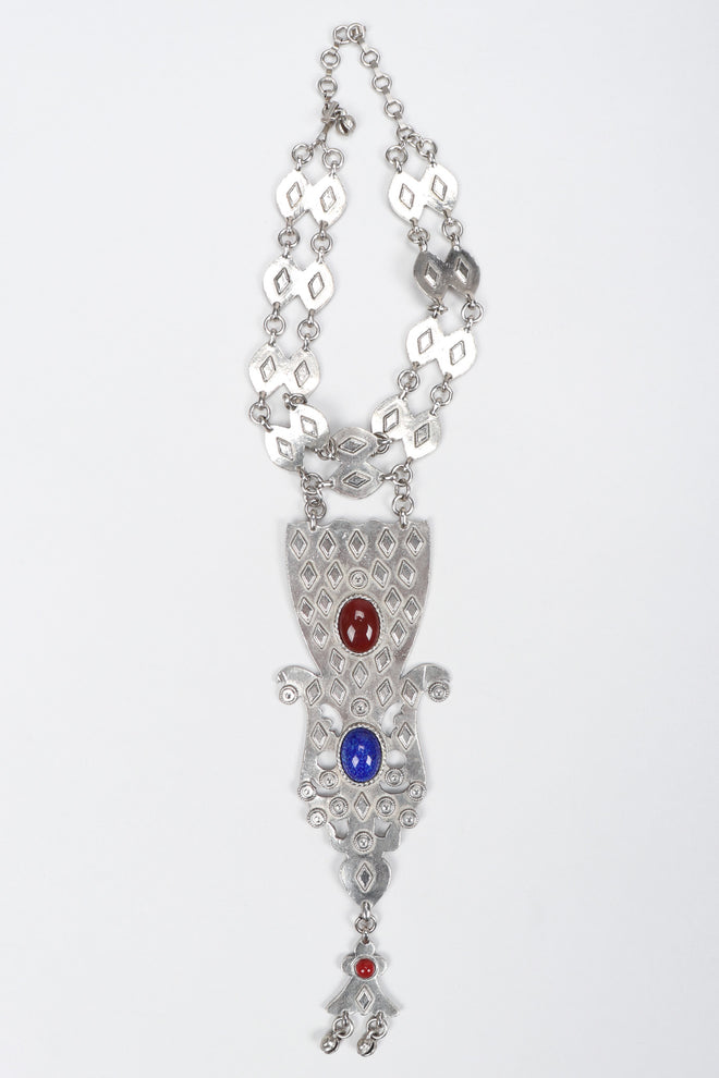 Recess Los Angeles Vintage Accessocraft Antiqued Silver Byzantine Bib Choker Necklace