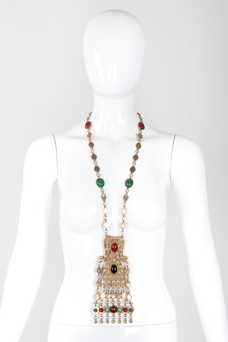 Recess Los Angeles Vintage Accessocraft Long Byzantine Cabochon Plate Necklace