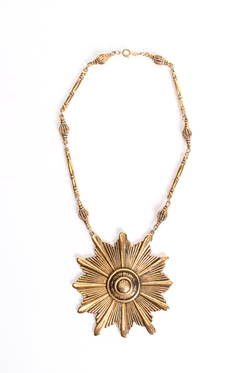 Vintage Accessocraft Sunburst Plate Necklace flat at Recess Los Angeles